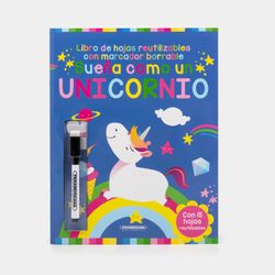 Sueña como un unicornio: libro de hojas reutilizables con marcador borrable